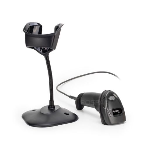 Zebra DS22 við USB kápli og stativi